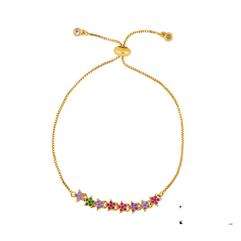 Womens Pearl Bracelet Gold Plated With Artificial Gemstones HeartCross CrownCharms 23cm Chain 24mm Pendant for