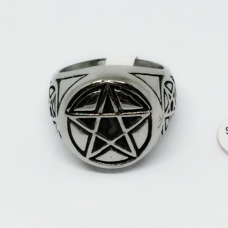 Men's Pentagram Index Finger Casting Ring Stainless Steel
