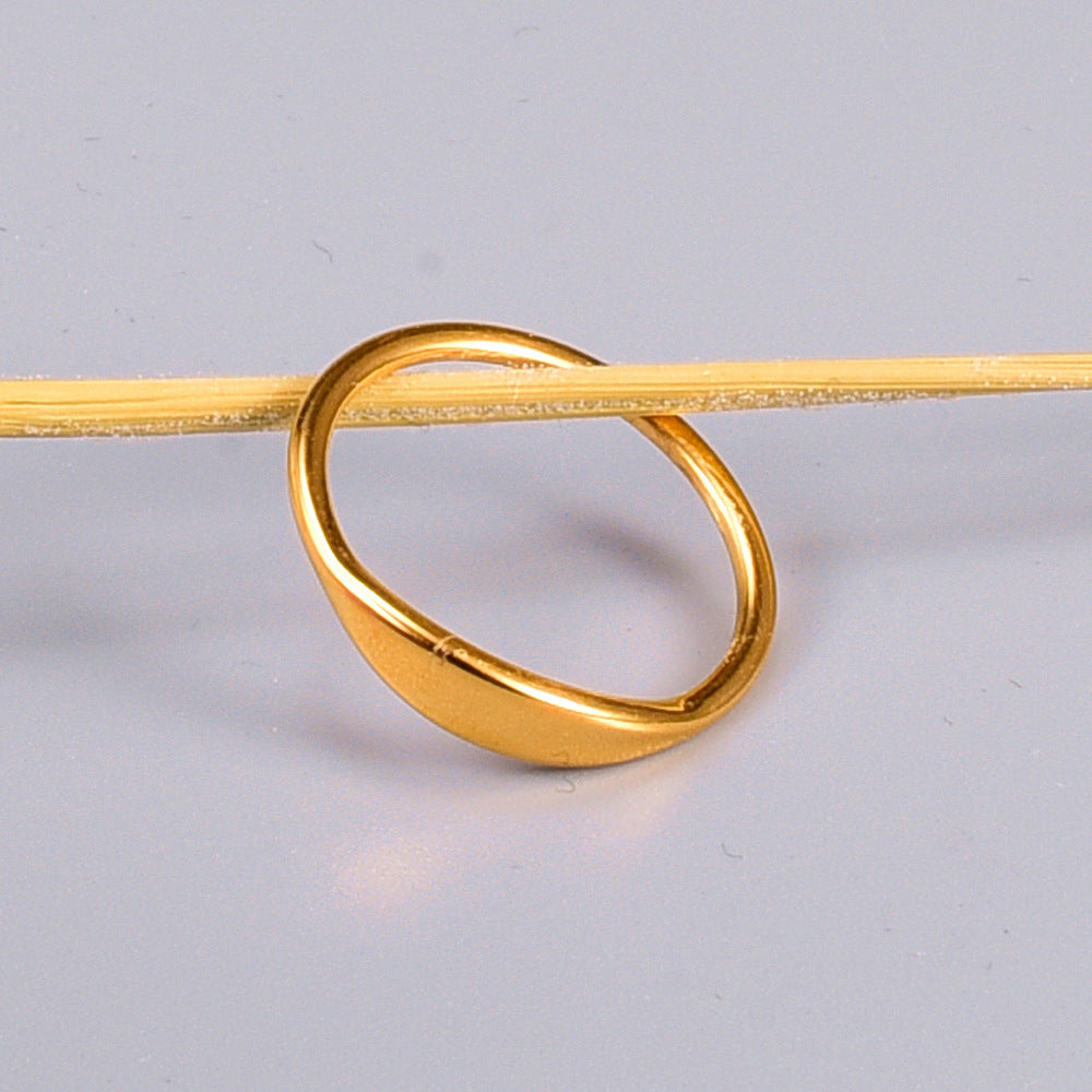 Womens Fashion Thin Curved Joint Index Finger Ring Titanium Steel 18K Gold Plating Heart Shaped European Style