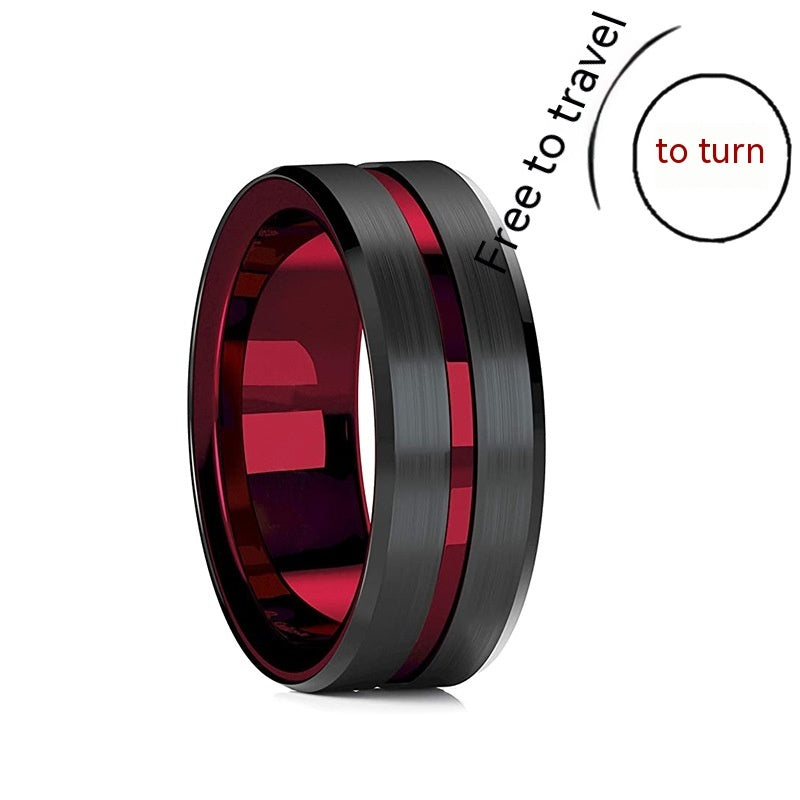 Unisex Titanium Steel Ring Frosted Bilateral Design Rotatable Band With Silver Blue Black Red For Everyday Wear