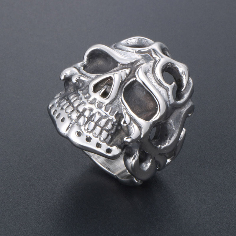 Retro Skull Vampire Ring Titanium Steel Unisex Jewelry Geometric Retro Style Size 7 8 9 10 11 12 Vintage Flair Design