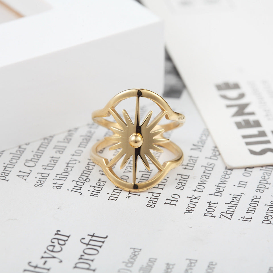 Stainless Steel Ring Titanium Style European American Electroplated Not Inlaid Durable Unisex Jewelry Accessory