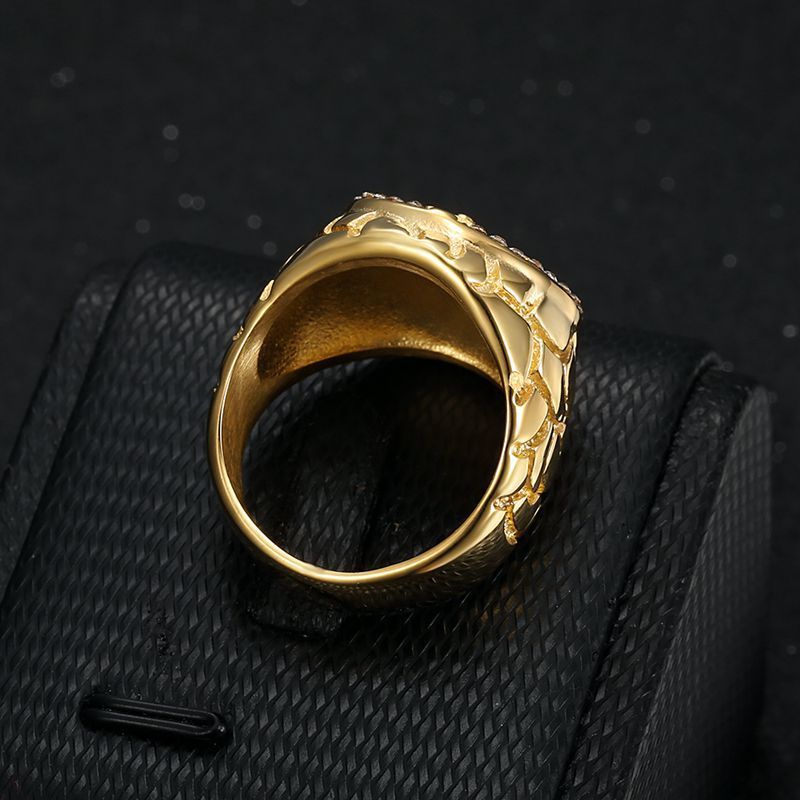 New Hip Hop Titanium Steel Vacuum Gold Plated Men's Ring