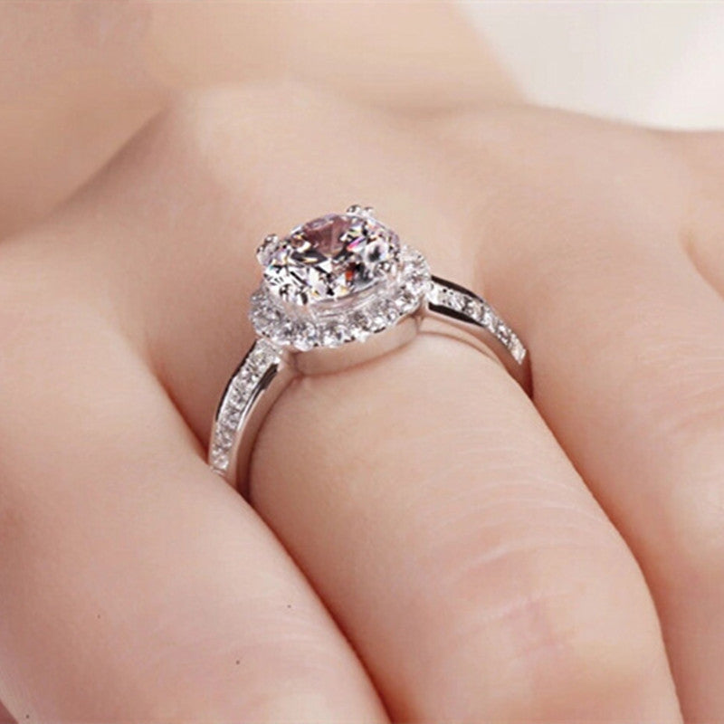 Sterling Silver Diamond Stud Adjustable Engagement Ring