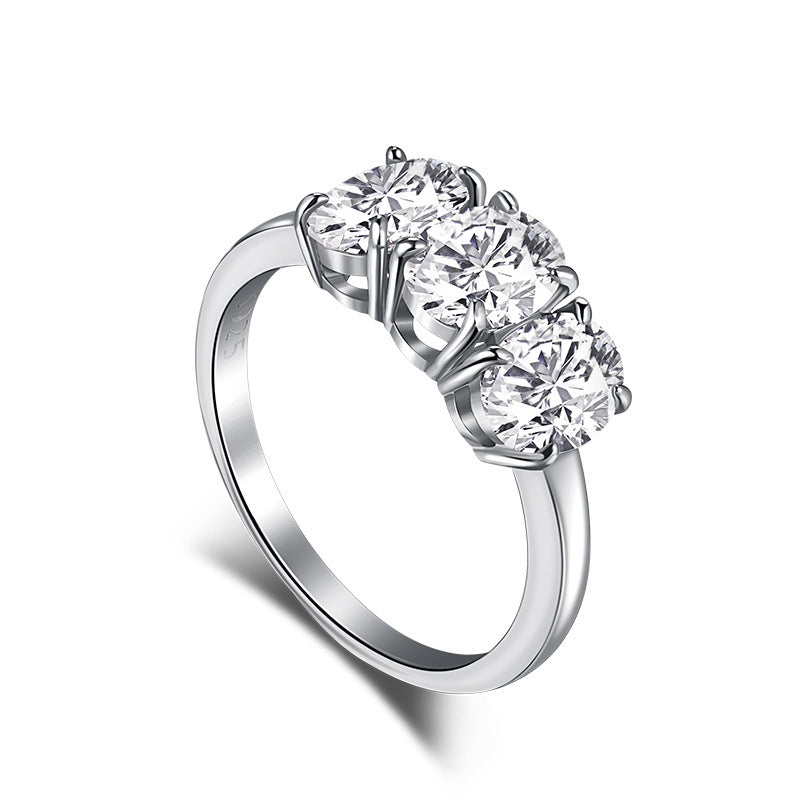 Sterling Silver Geometric Zircon Ring For Women Wedding Birthday Festival Gift Rhinestone Jewelry Elegant Sparkle