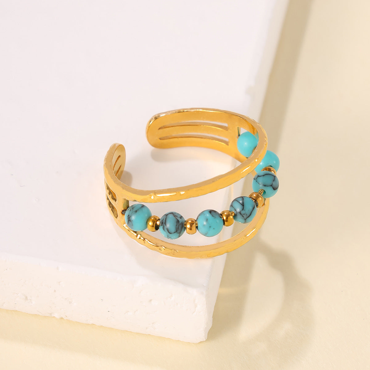 Antique Style Ring Special Interest Design Retro U Shape Stainless Steel Jewelry Wholesale Colorful Finish For Women