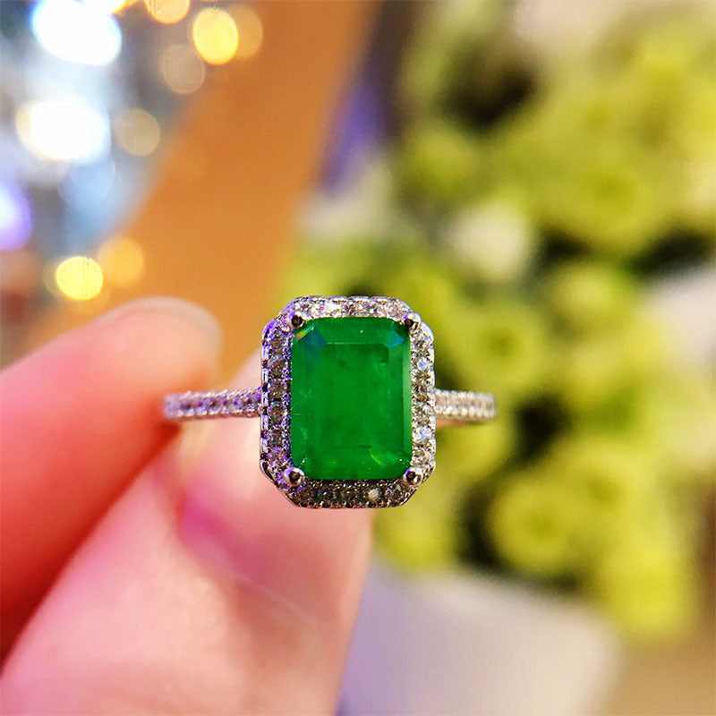 Simulated Yellow Diamond Ring for Women Copper European Style Geometric Design Jewelry Shine Velvet Shine Tone