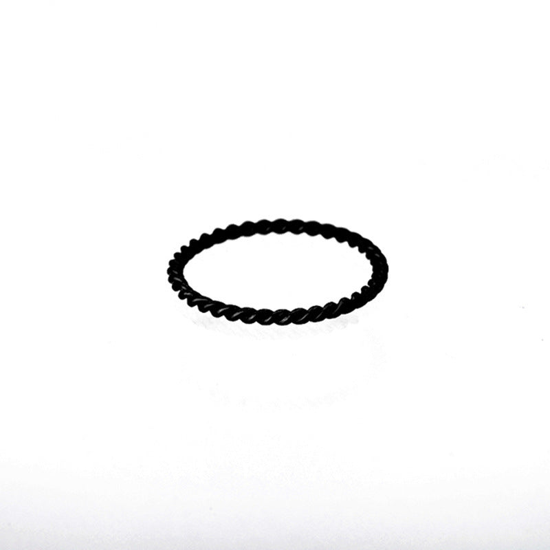 Womens Titanium Steel Rings Double Strand Spiral Twist Geometric Chain Design Electroplated Finish Silver Tone