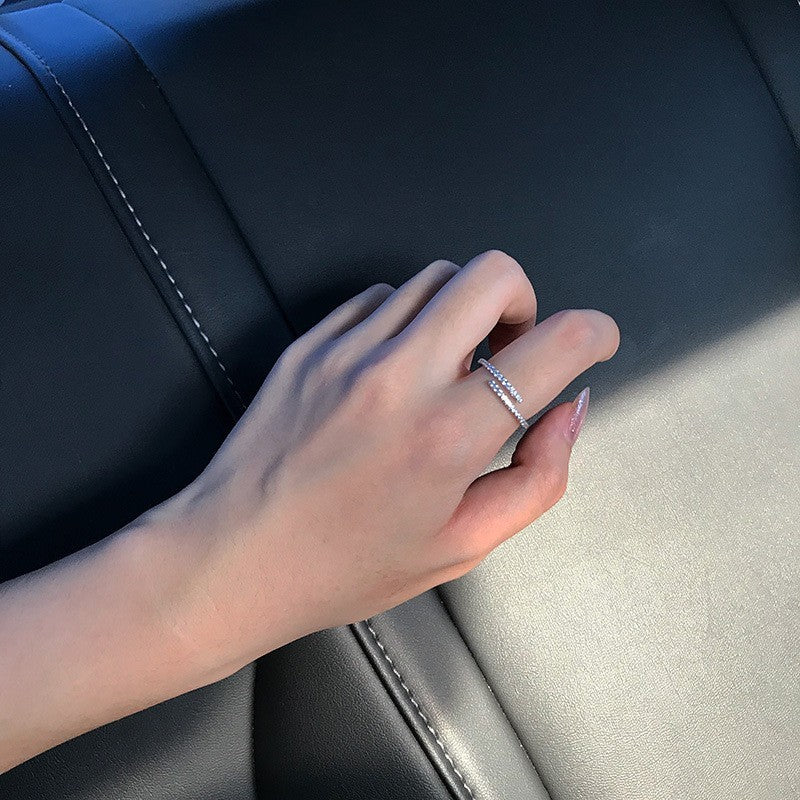 Womens Copper Ring With Zircon Inlaid Design Adjustable Open Ring Minimalist Fashion Jewelry For Everyday Elegance