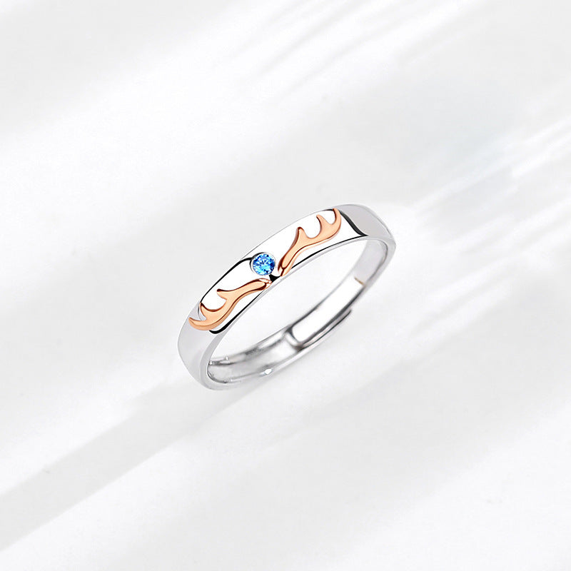 Couple Zodiac Rings for Women and Men Adjustable Opening with Micro Inlaid Zircon Stones 925 Silver Anniversary