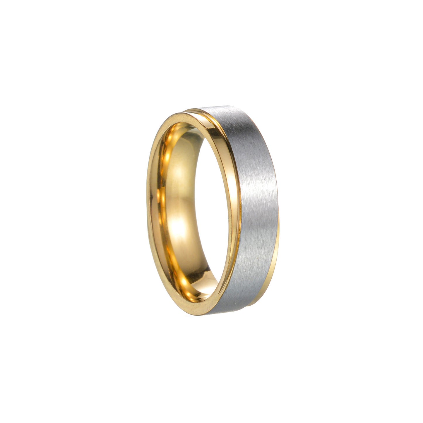 Womens Titanium Steel Ring Gold Matte Finish Electroplated Fade Resistant Simple Geometric Ring Ornament Gift