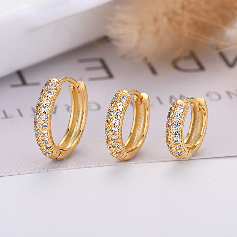 Diamond Zircon Circle Earrings Silver 925 Needle Posts Unisex European Style Elegant Jewelry Fine Craftsmanship Sparkle