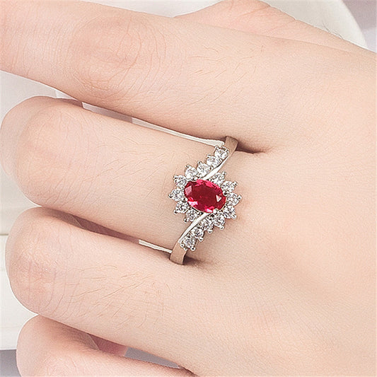 Simple And Elegant Oval Stone Ring Dark Blue Rhinestones White Gold Color Navy Blue Rhinestones Platinum Color