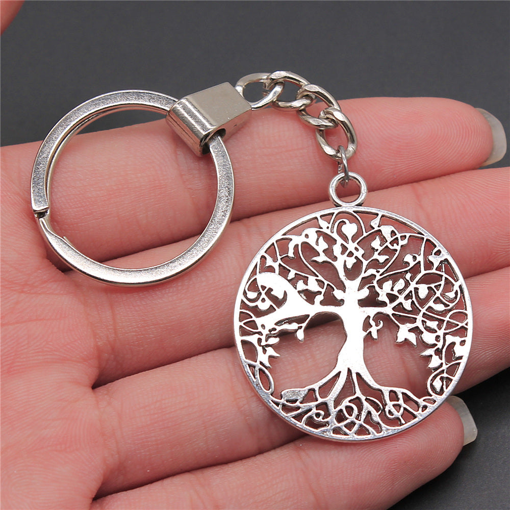 Tree Of Life Keychains Geometrical Alloy Key Ring Simple Fashion Gift Bag Charm Car Key Decoration Accessories