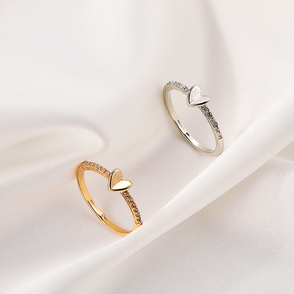 Copper Geometric Love Ring Electroplated Band Korean Fashion Jewelry For Her Valentines Day Gift Statement Ring