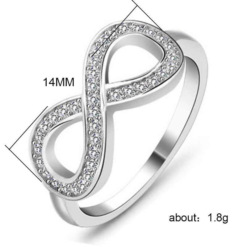 Womens Gold Plated Copper Ring Inlaid Zircon Infinite 8 Word Design For Her Fashion Jewelry Gift For Style Fit