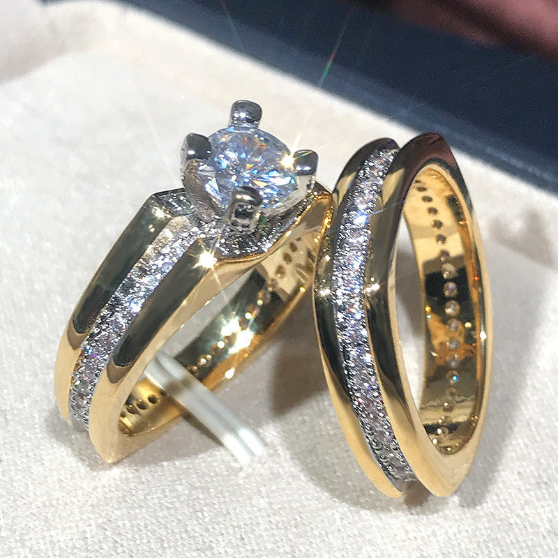 Gold Plated Zircon Inlay Ring for Women Geometric Copper Base Dainty Stackable Fashion Jewelry Anniversary Gift