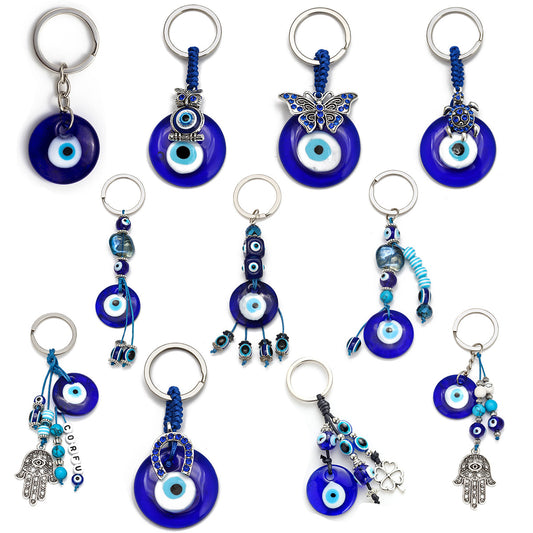 Vintage Keychain With Blue Tassel And Alloy Palm Key Pendant Elegant Design And Durable Craftsmanship For Home
