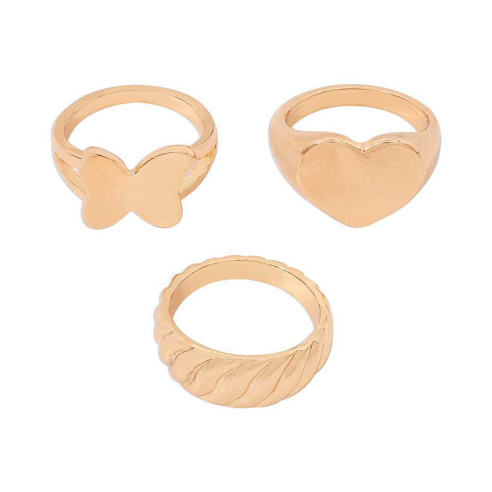 Butterfly Joint Ring European Geometric Design Electroplated Individually Packed Holiday Gift Fashionable Ring