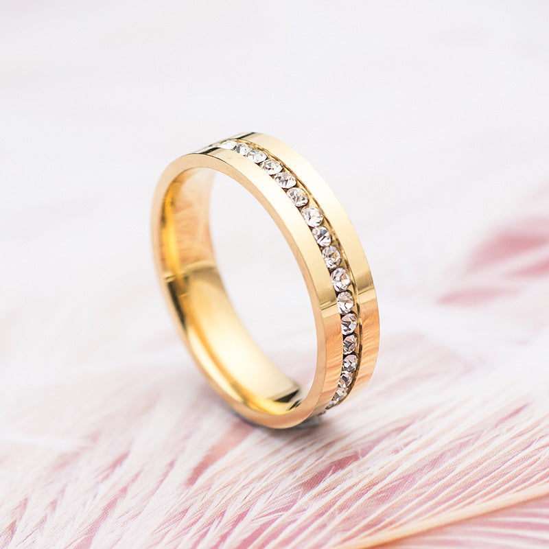 Titanium Steel Ring Inlaid Diamond Geometric Design Wedding Ring For Men And Women Silver Durable Everyday Wear Gift