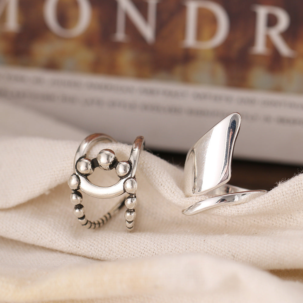 Unisex Silver Plated Geometric Ring Set for Index Finger Electroplated Finish Individually Packed Metal Rings Geometric