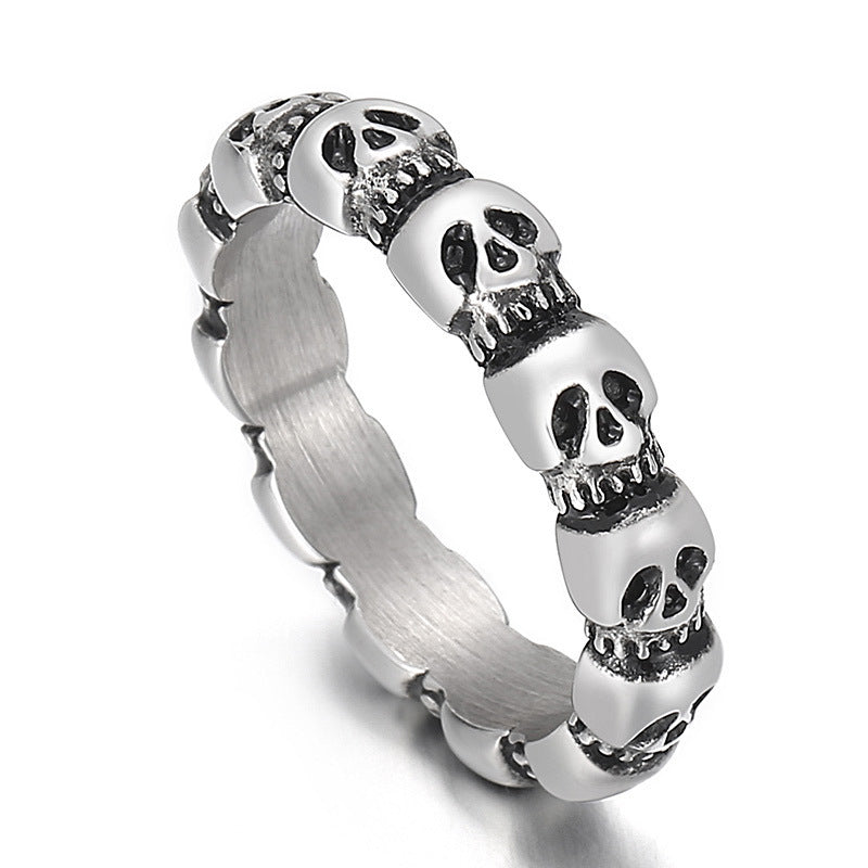 Titanium Steel Skull Ring For Men European Design Durable Metal Band With Skull Motif Fashionable Accessory Jewelry