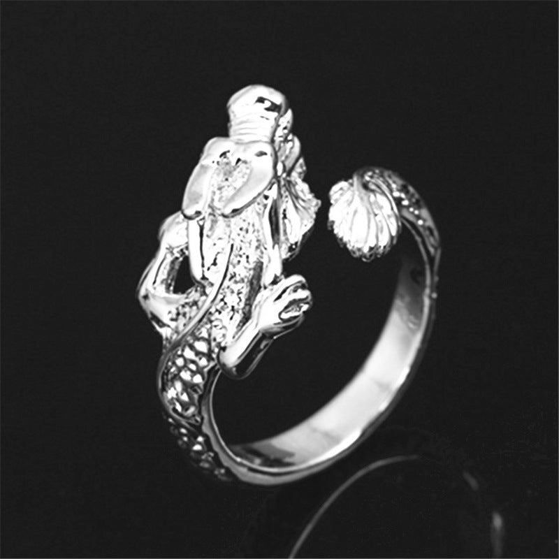 Women Dragon Ring Adjustable Sterling Silver Copper Electroplated Cartoon Character Jewelry National Style Top