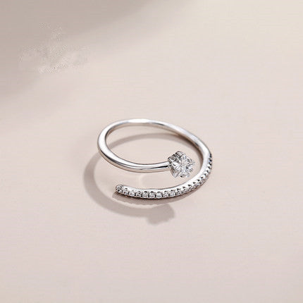 Womens Adjustable Pentagram Ring Geometric Ornament Electroplated Silver Finish Alloy Ring Fashion Jewelry Accessory