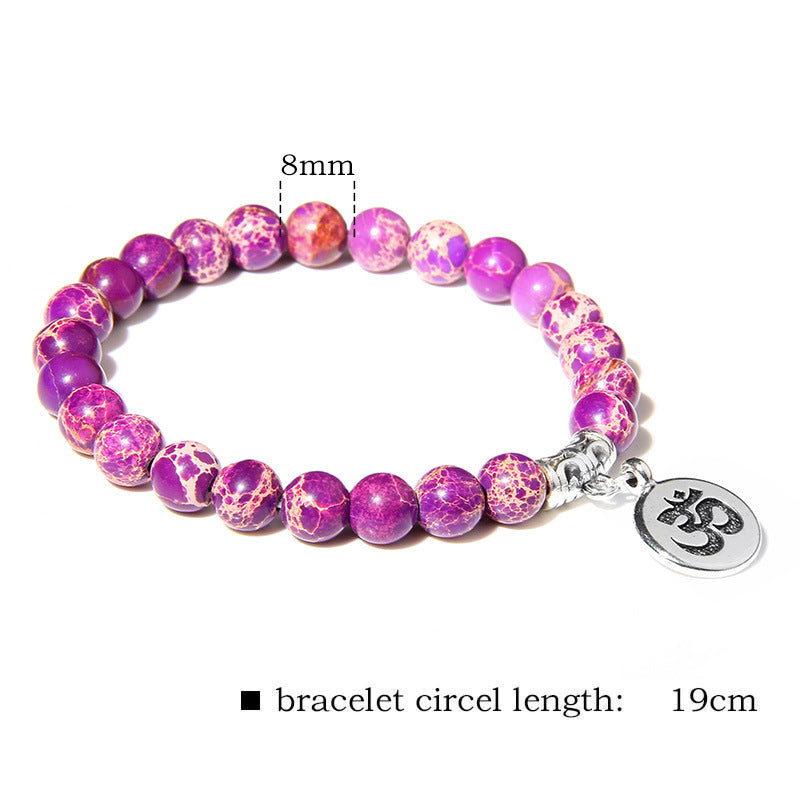 Womens Malachite Crystal Bracelet with Rhinestones Korean Design Yoga Lotus Om Charm Emperor Stone For Everyday Wear