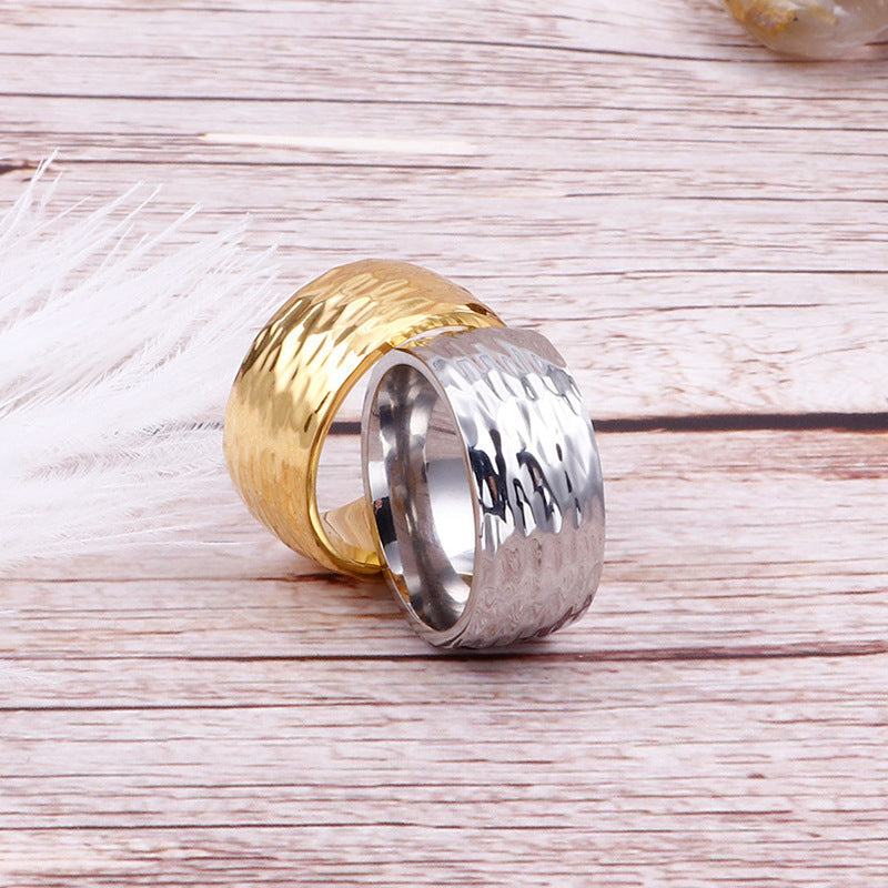 Stainless Steel Irregular Grain Ring in Gold Tone Electroplated Finish Sizes 6 to 12 Stylish Unisex Ring Today