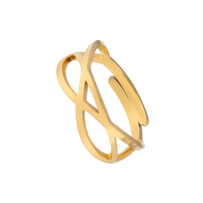 Stainless Steel Geometric Ring Natural Style Women Gold Silver Trendy Fashion Hip Hop Minimal Jewelry Timeless