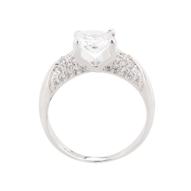 Womens Crown Style Ring With Zircon Inlay In Cupronickel Plated Four Claw Setting Jewelry Sparkling Zircon Ring