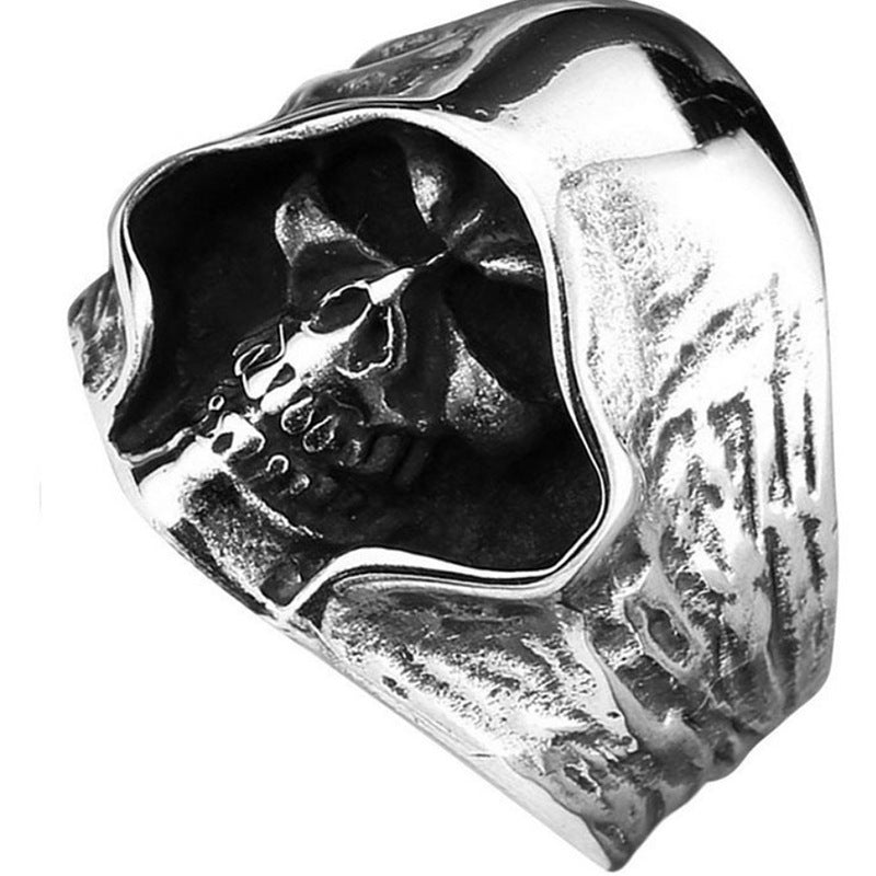 Mens Vintage Punk Ring Alloy Geometric Skull Rings Electroplated Silver Finish Fashion Jewelry Men Biker Style
