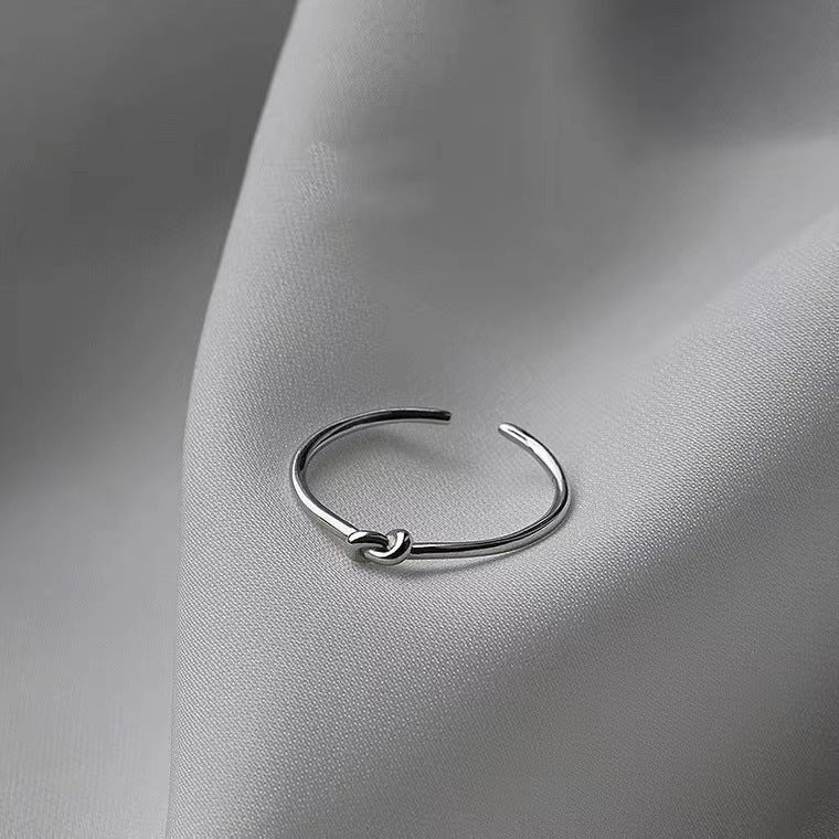Knot Line Ring S925 Sterling Silver Adjustable Fashion Ring For Women Knot Style For Everyday Wear And Look Up
