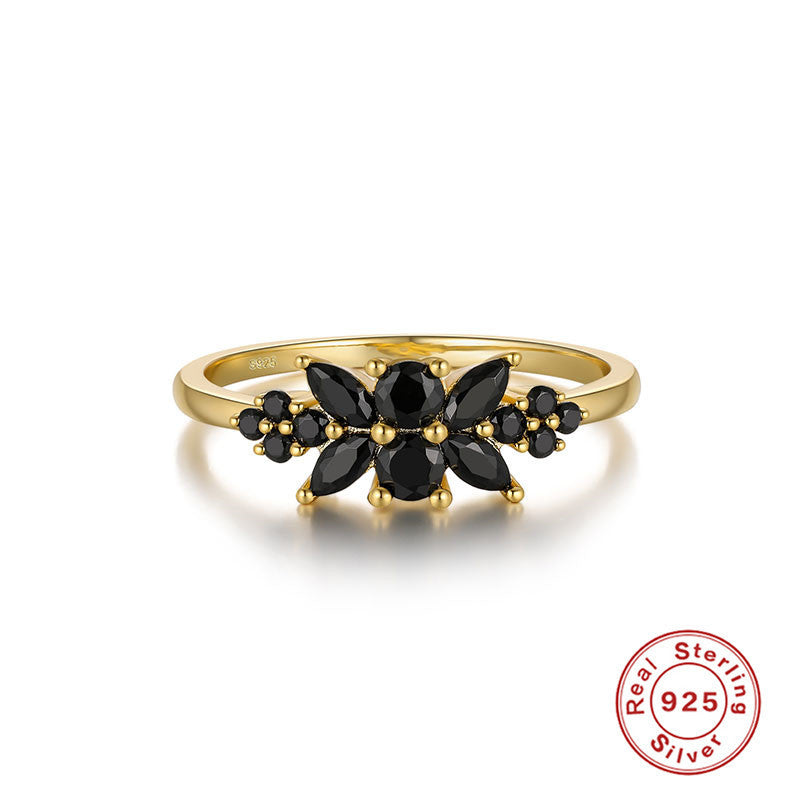 Womens Sterling Silver Ring With Round Diamond Gold Plated Band For Engagement And Anniversary For Daily Shine