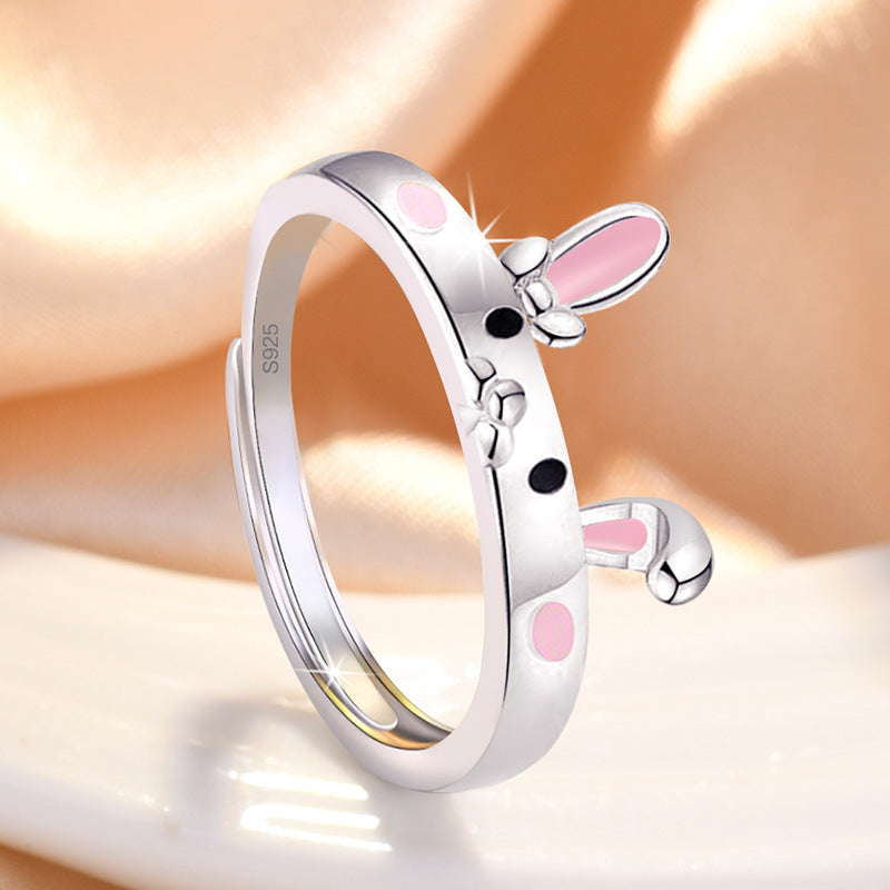 Womens Rabbit Ring Adjustable Open Minimalist Copper Electroplated Fashion Ring Cute Bunny High Quality Rabbit