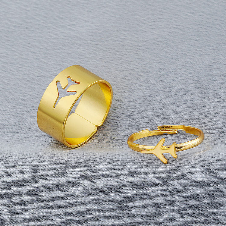 Couple Butterfly Rings Set Alloy Electroplated Matching Rings For Him And Her Punk Creative Not Inlaid Gold And Silver