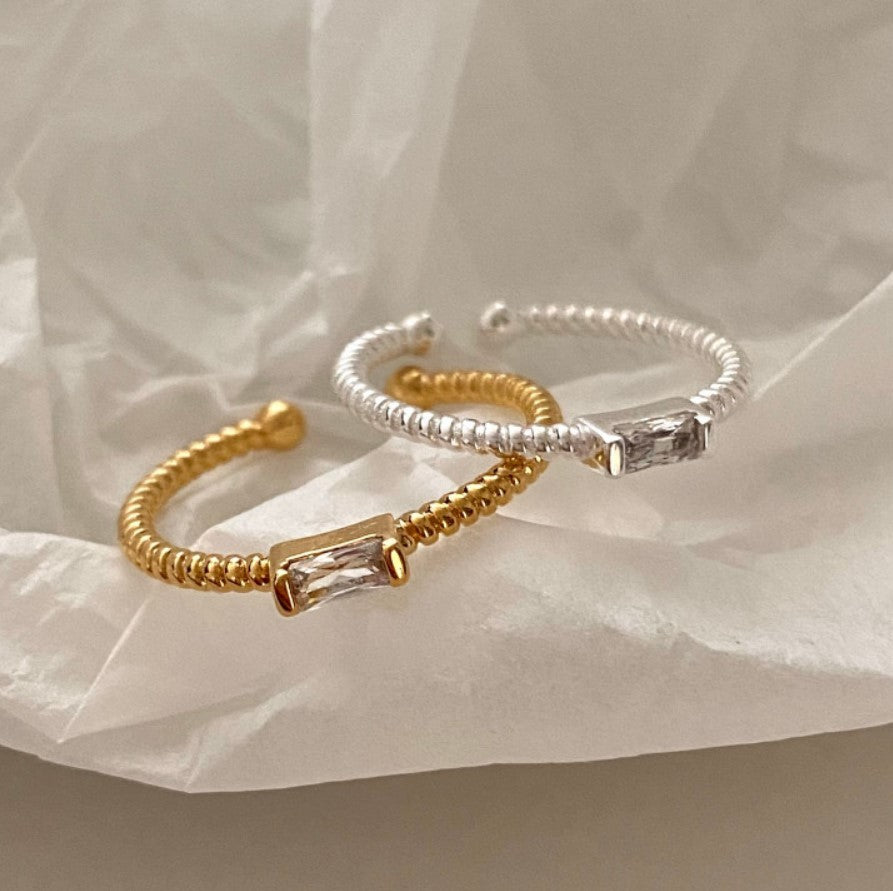 Womens Heart Ring Zircon Diamond Korean Vintage Gold Plated