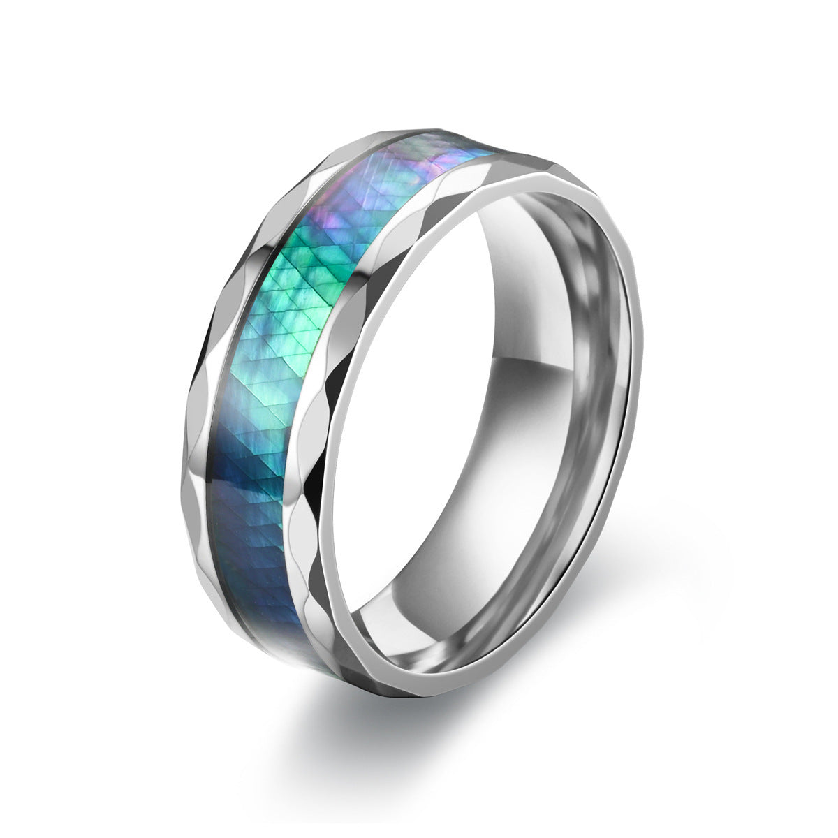 Mens Stainless Steel Diamond Cut Ring Fashion Jewelry For Men Elegant Ring Durable Everyday Wear Accessory Now