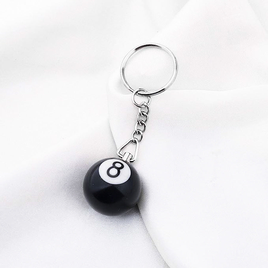 Billiards 8 Ball Keychain 25mm Black Plastic Chinese Style Pool Accessory For Players Compact Keyring Decor Art