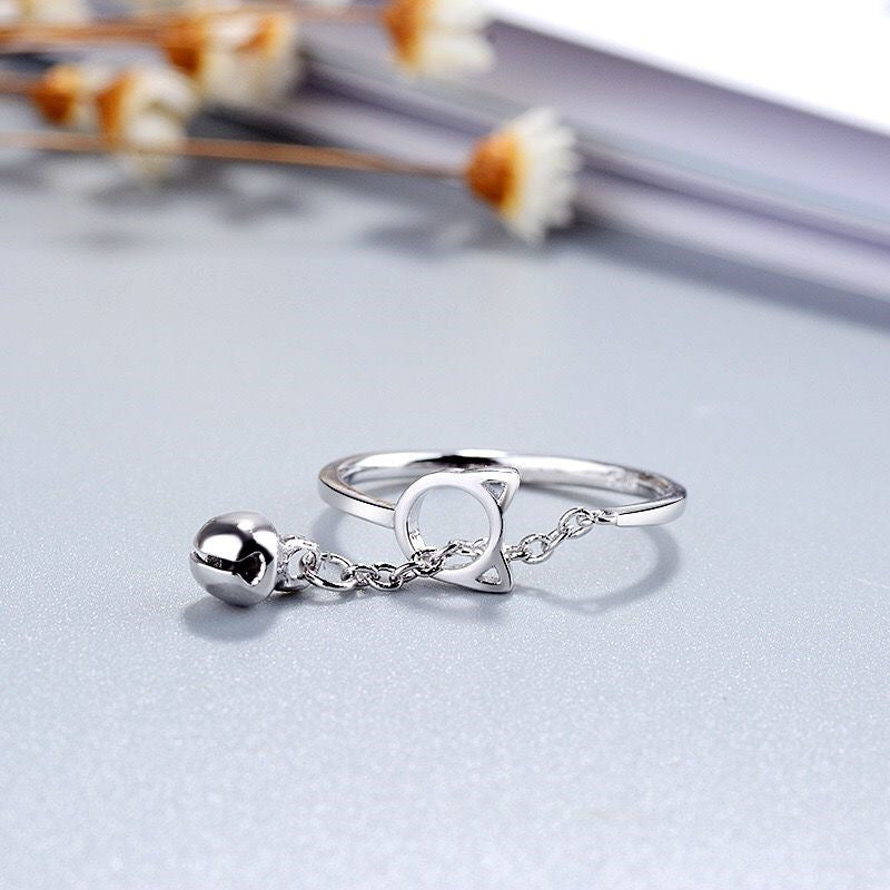 Womens Copper Ring Cat Design Fashion Jewelry Electroplated Silver Finish Elegant Ring For Women Vintage Style