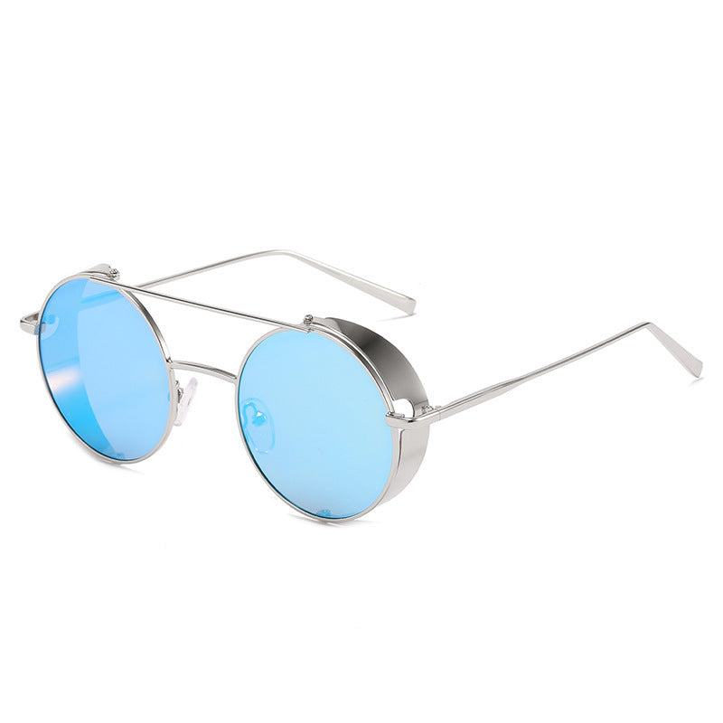 Retro Round Sunglasses Crystal Lens Double Beam Metal Frame Fashion Eyewear For Men And Women Gold And Silver Glasses