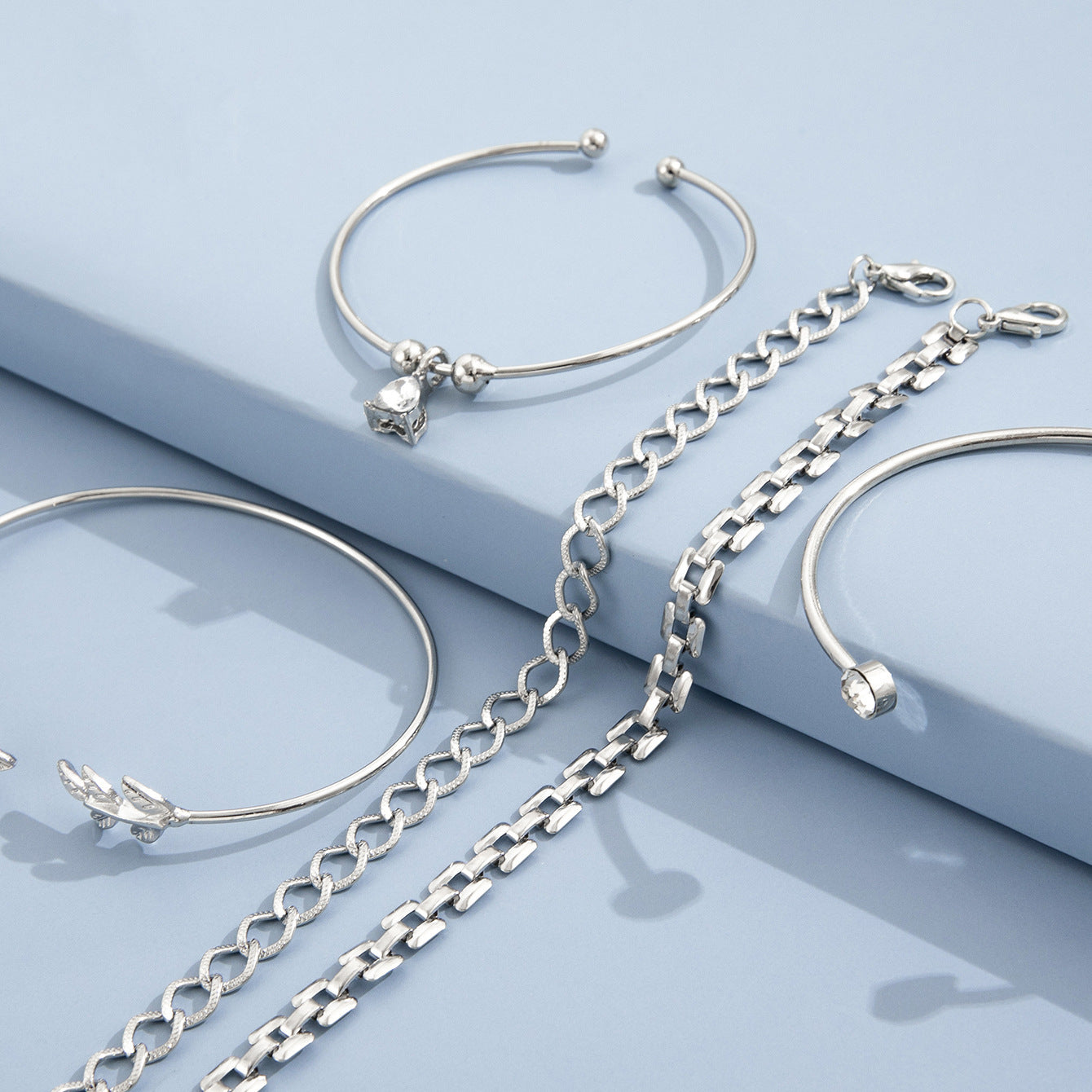 Bracelet Set for Women Rhinestone Beaded 5 Piece Jewelry