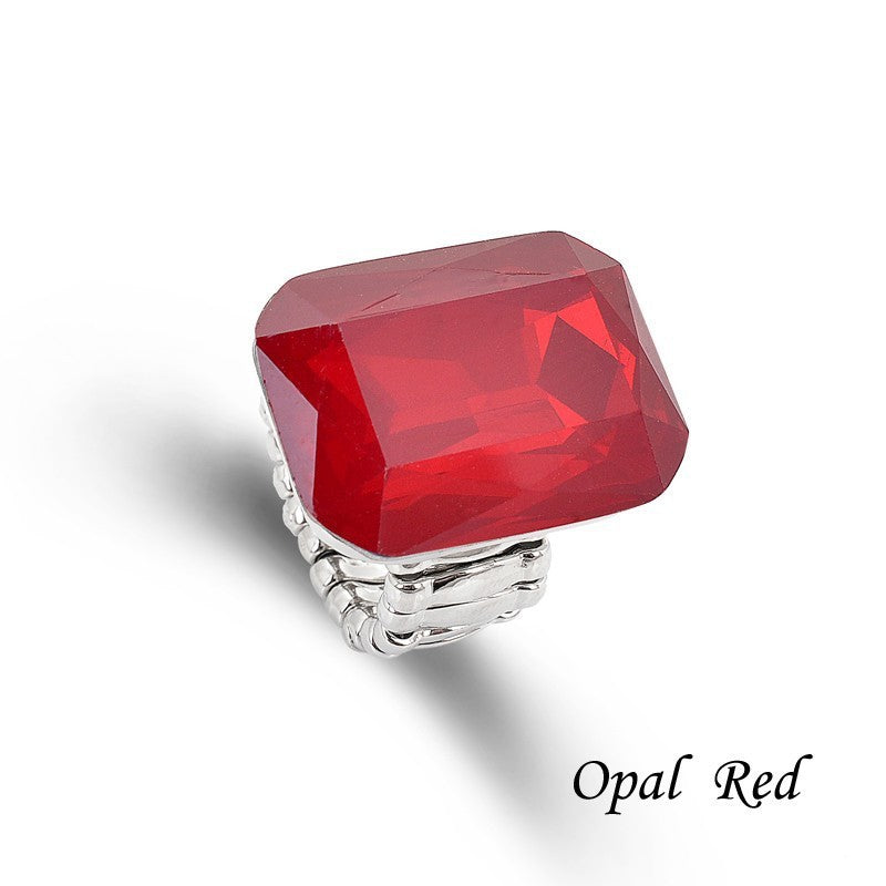 Unisex Geometric Crystal Ring Inlay Alloy Inlaid Gemstone Fashion Square Ring Artificial Geometric Ring Square