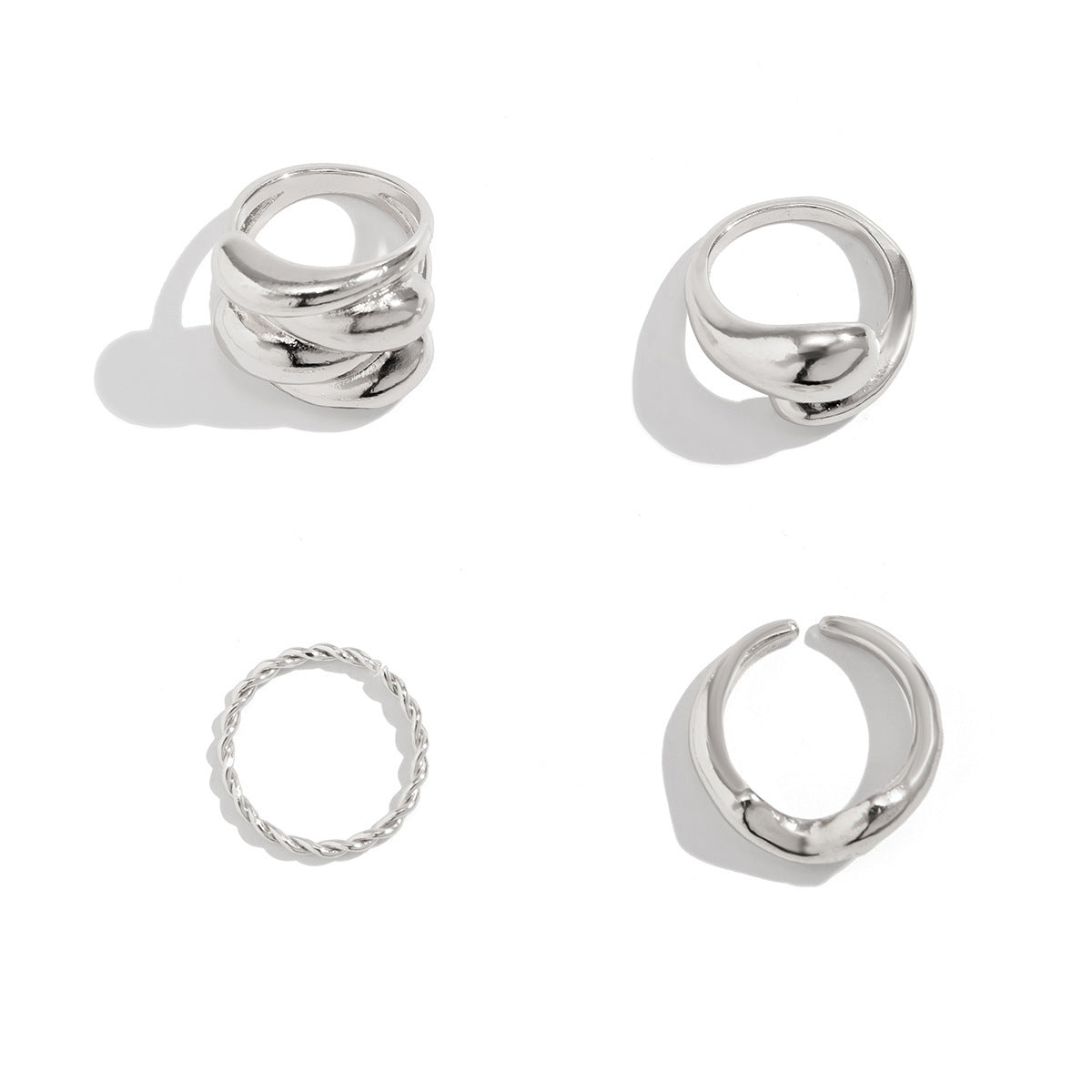 Geometric Water Drop Ring Set For Women Zinc Alloy Plated