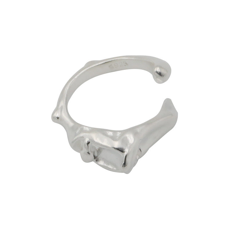 Sterling Silver Ring Geometric Retro Exaggerated Design Fashion Ring Korean Style Statement Gift Rings Forever