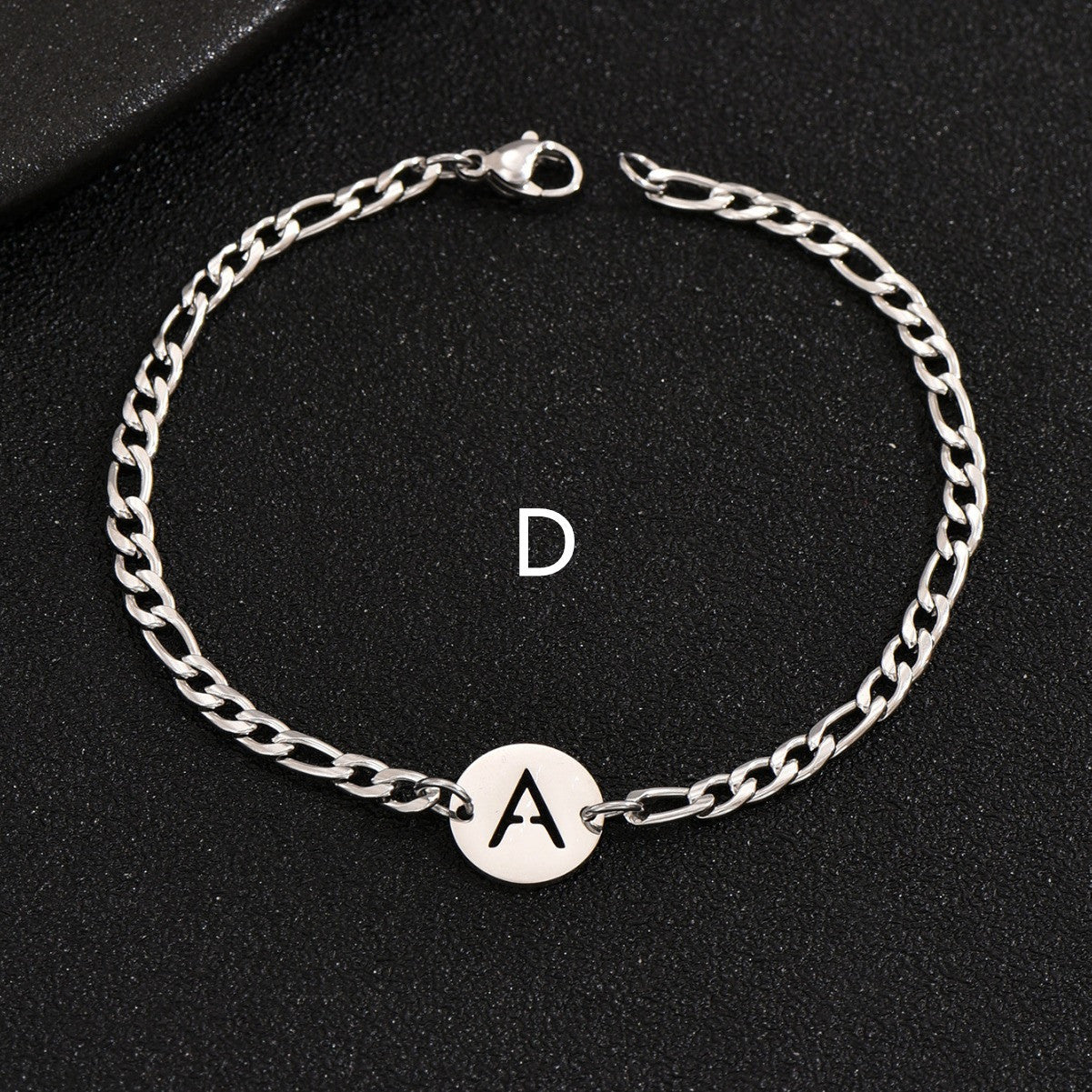 Titanium Steel Initial Letter Bracelet Electroplated Geometric Design 20cm Chain Length Bracelet Gift for Women