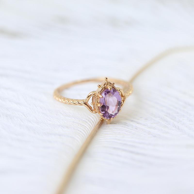 Amethyst Water Drop Copper Ring For Women Elegant Gift