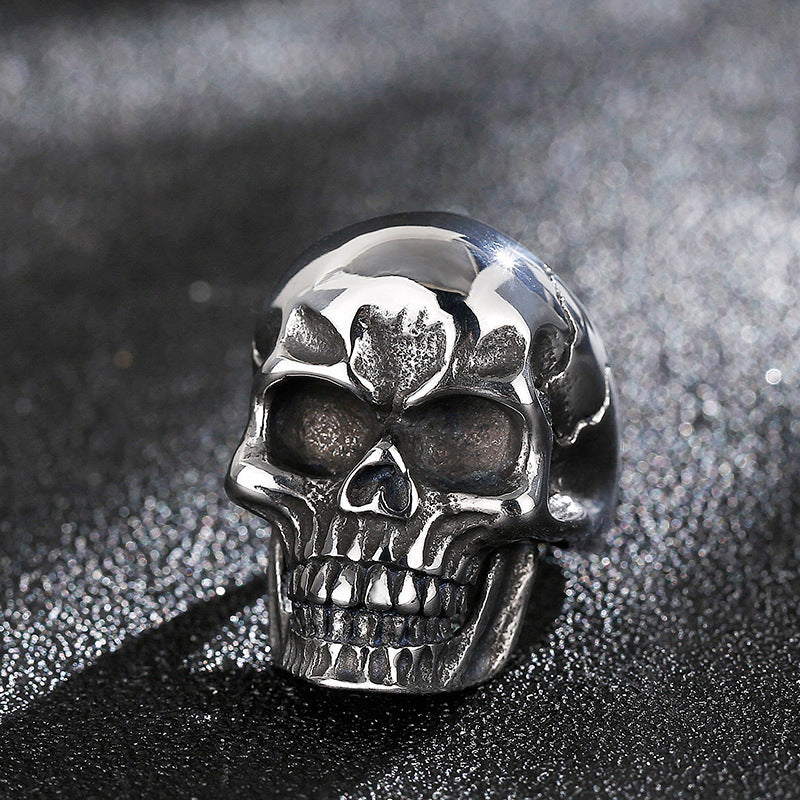 Mens Titanium Steel Skull Ring Bold Rock Style Biker Jewelry Gothic Accessory Durable Quality Statement Pieces