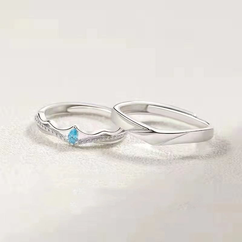 Adjustable Couple Promise Rings Copper Knight And Princess Design Geometric Style For Him And Her Korean Style